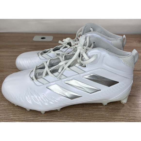 Adidas Shoes Mens Size 11.5 White Silver Football Cleats NASTY 20 Mid Sports - Picture 6 of 12